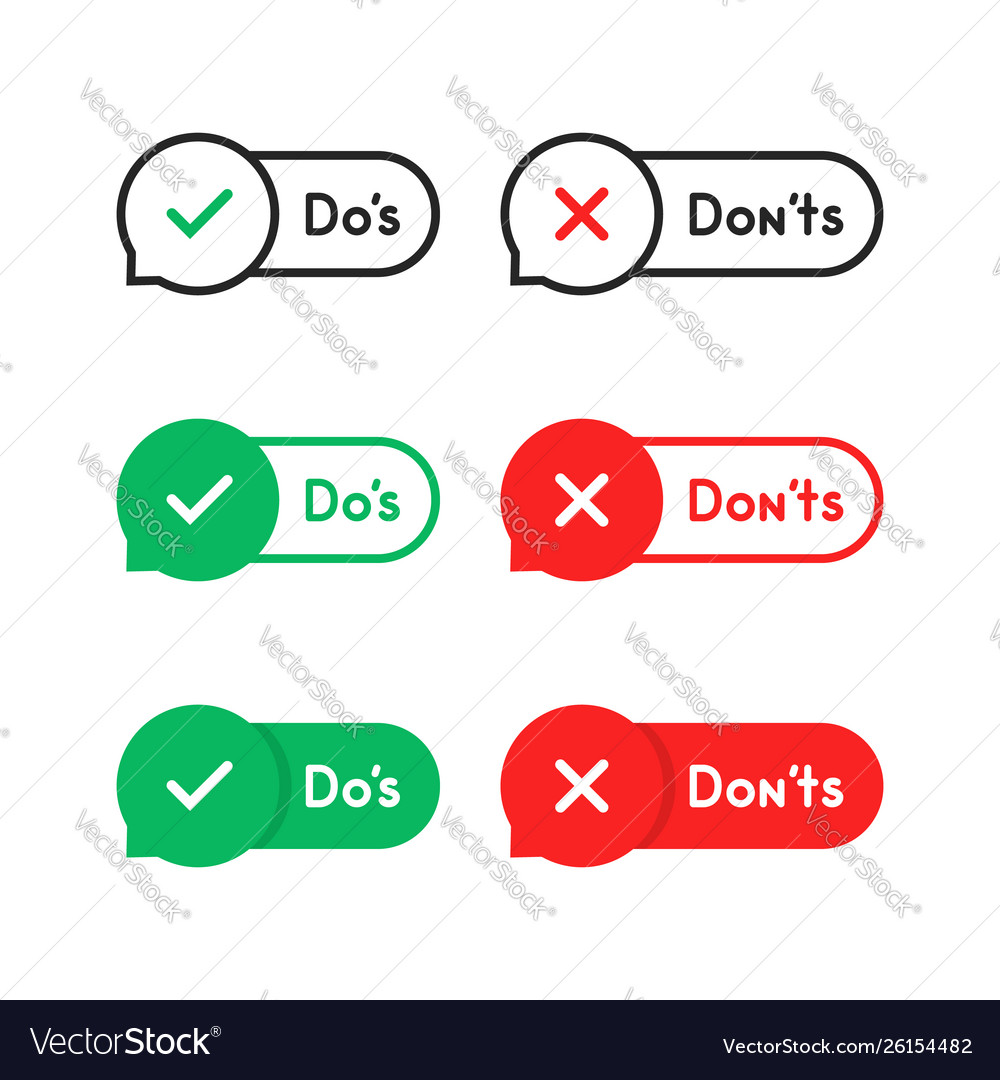 Set do s and don ts bubble badge Royalty Free Vector Image