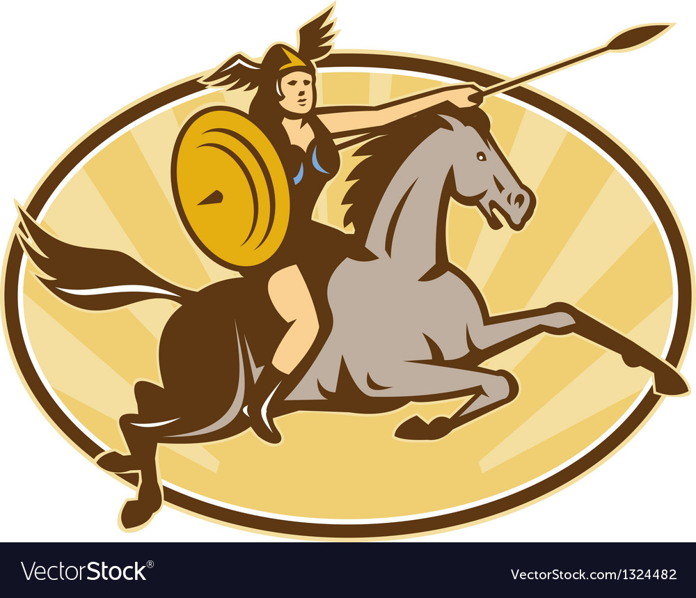 Valkyrie amazon warrior horse rider Royalty Free Vector