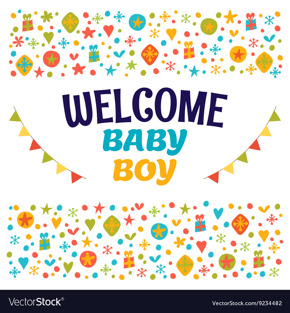 Welcome baby boy baby boy shower card baby boy Vector Image