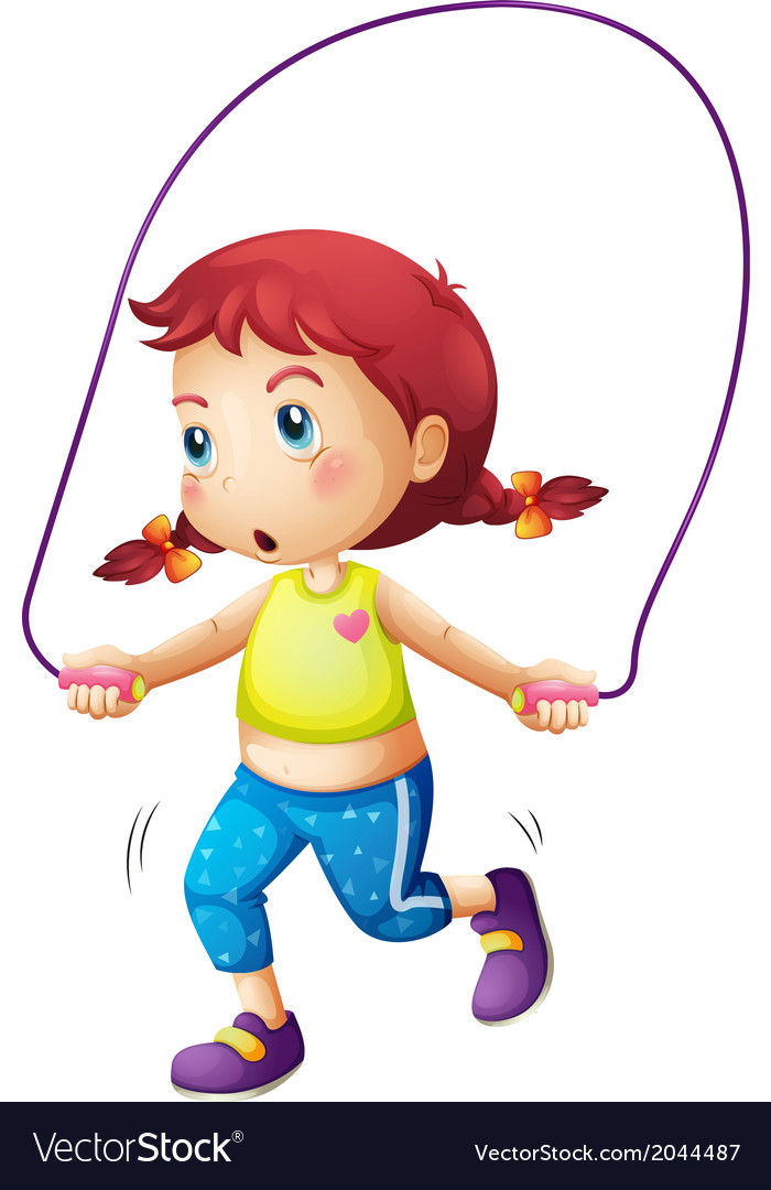 A cute little girl playing skipping rope Vector Image