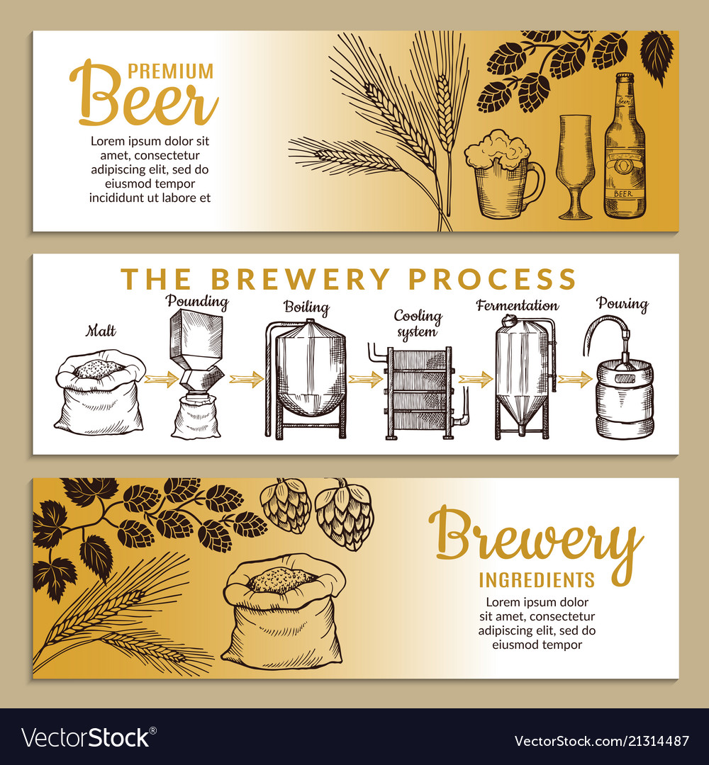 Banners set brewery beer Royalty Free Vector Image