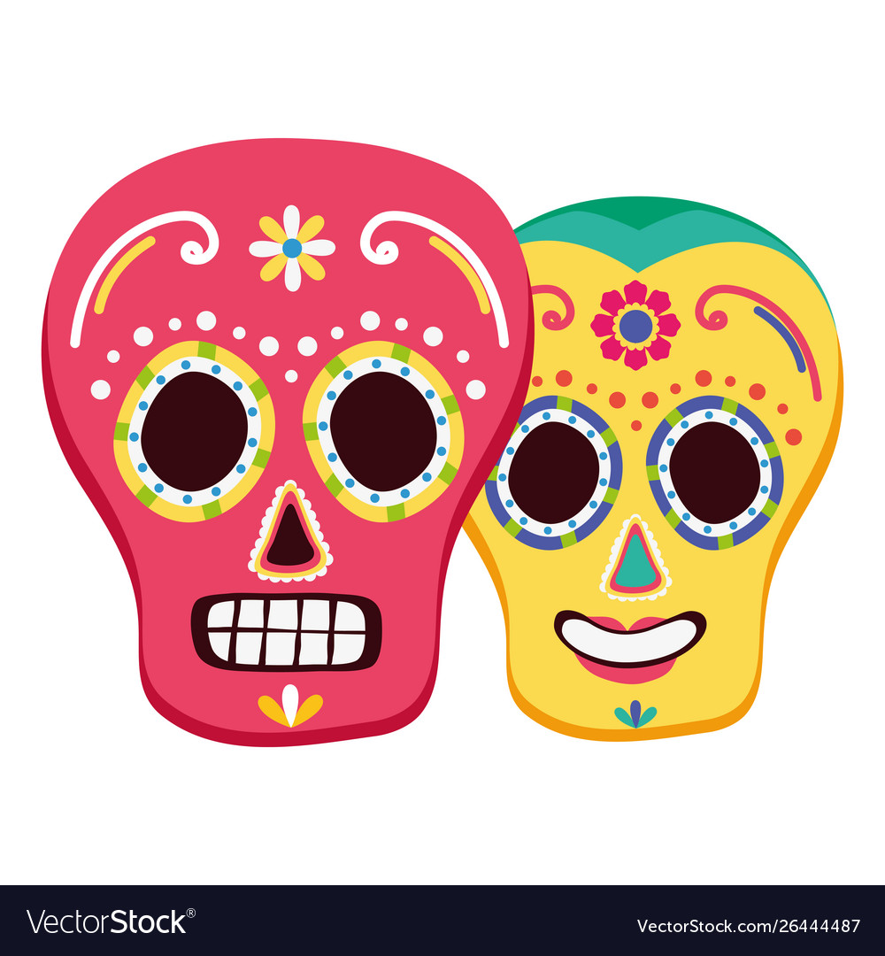 Day dead celebration skulls masks Royalty Free Vector Image