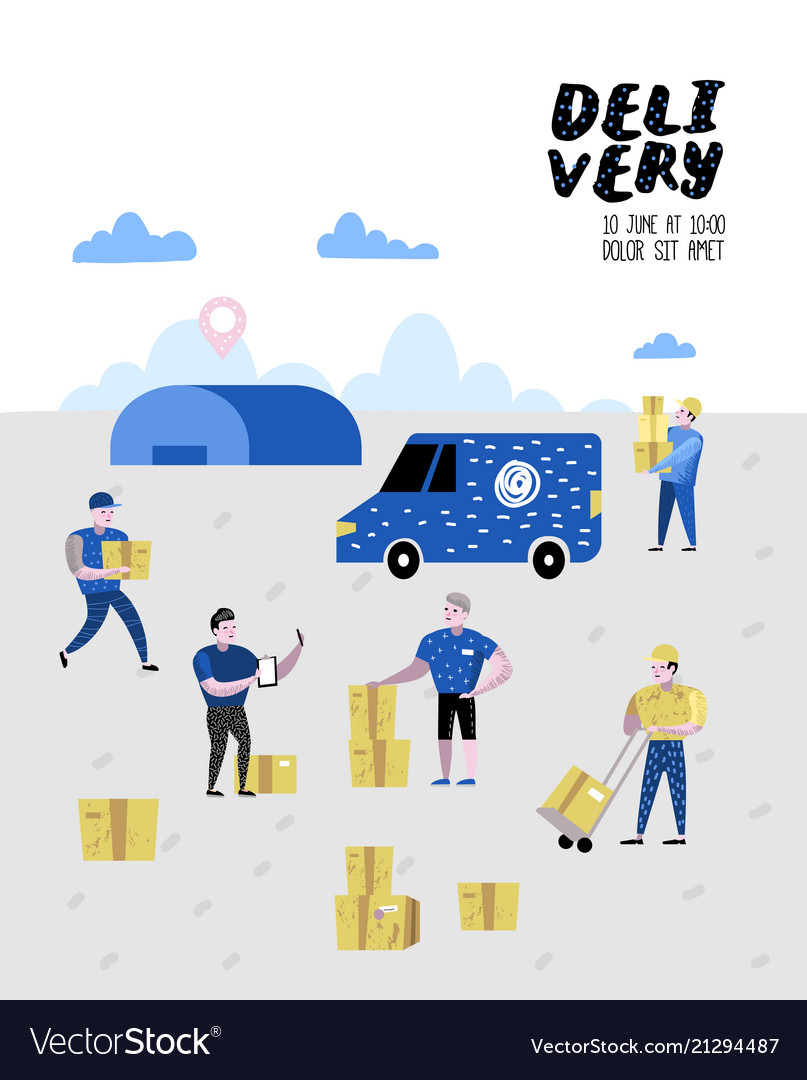 Delivery service cargo industry courier character