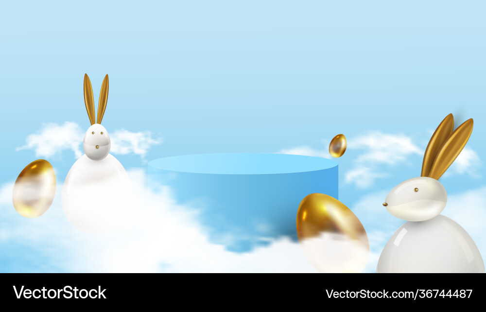 Happy easter design rabbit with eggs festive Vector Image