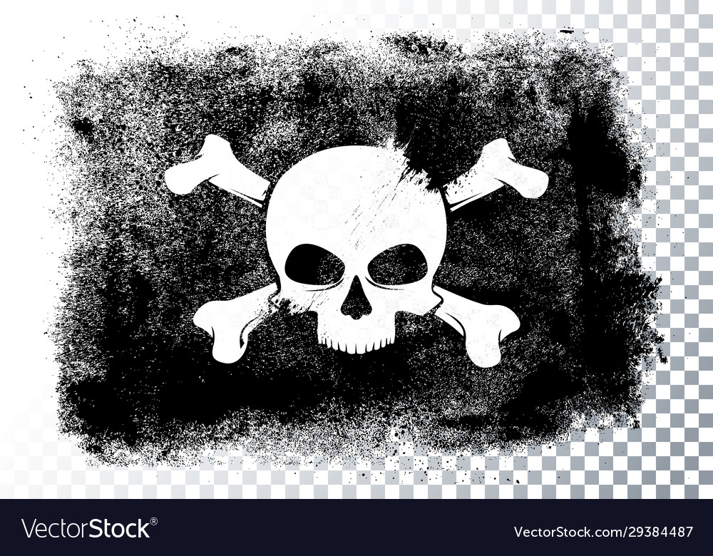 Isolated black pirate flag with skull and bones vector image Isolated black pirate flag with skull and bones