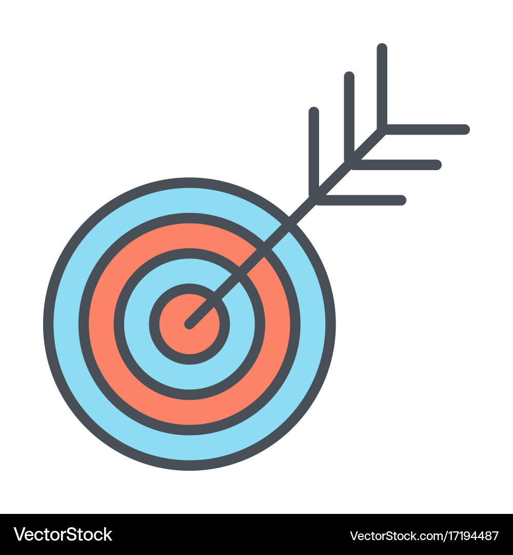 Target line icon successful shoot goal sign Vector Image