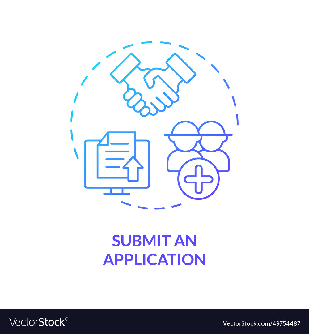 Thin line gradient submit an application icon vector image Thin line gradient submit an application icon