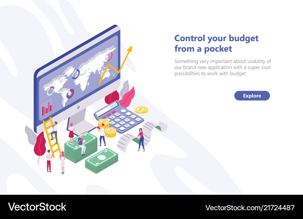 Web Banner Template With Tiny People Walking Near Vector Image