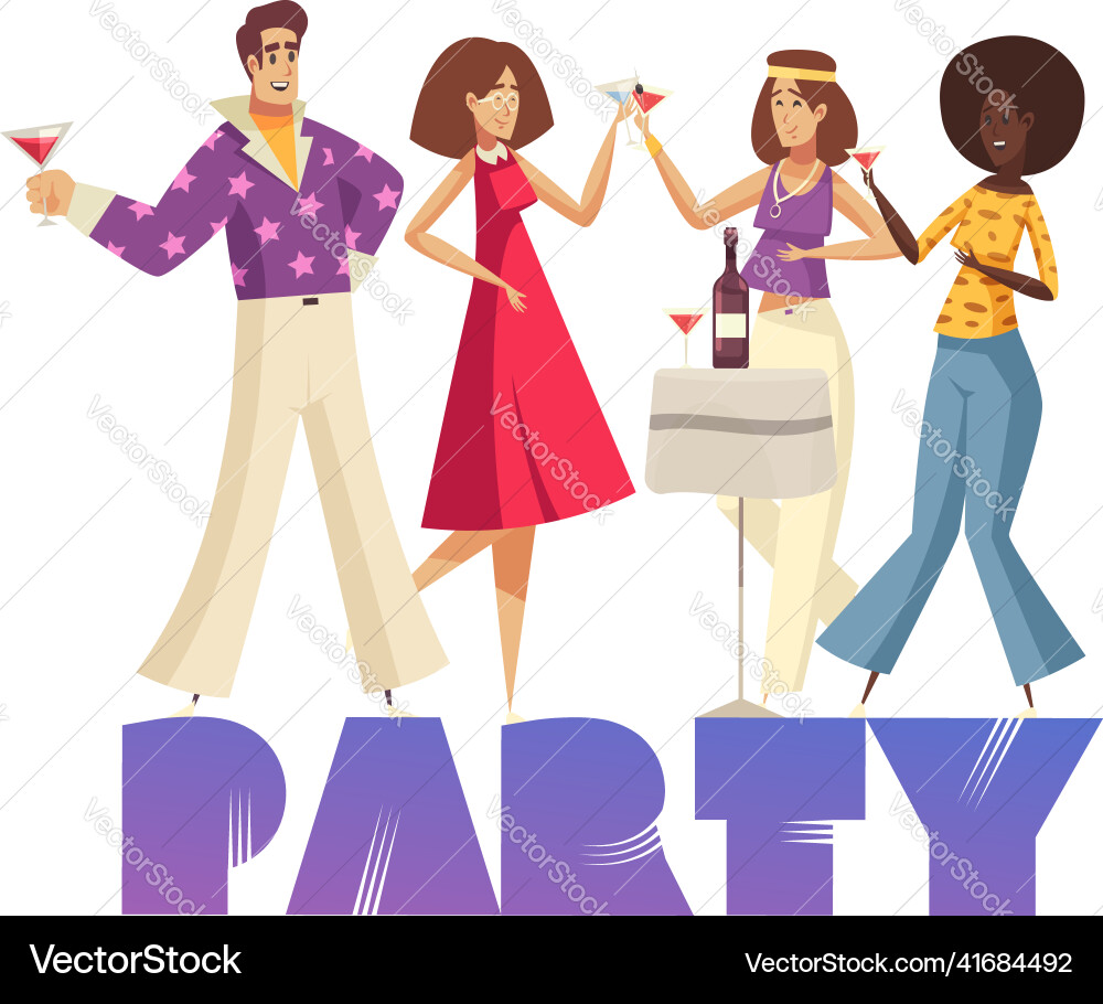 Disco party drinks composition Royalty Free Vector Image