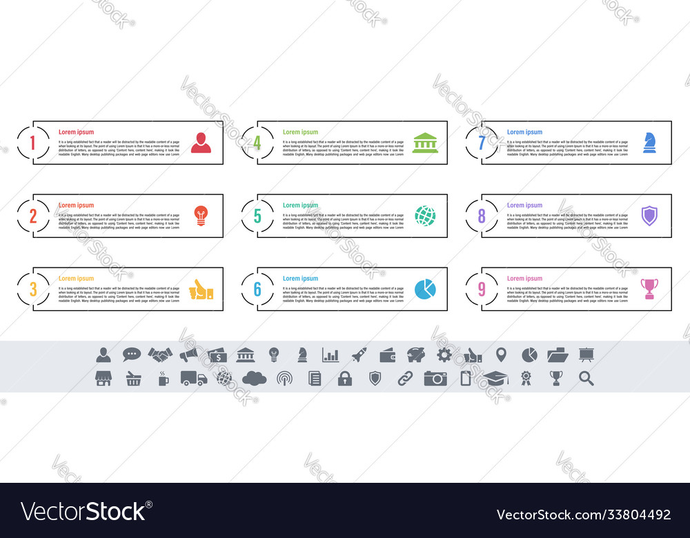 Infografisches Design Business Konzept mit 9 Schritten vector image Infografisches Design Business Konzept mit 9 Schritten