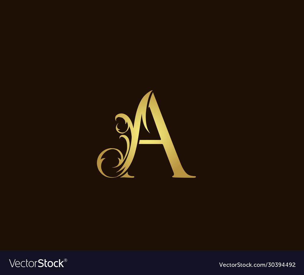 Luxury gold classic a floral logo icon