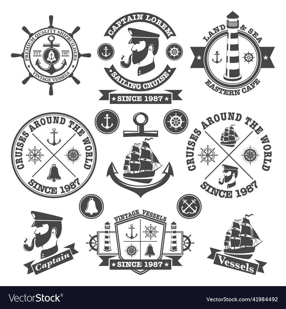 Nautical set 4 Royalty Free Vector Image - VectorStock