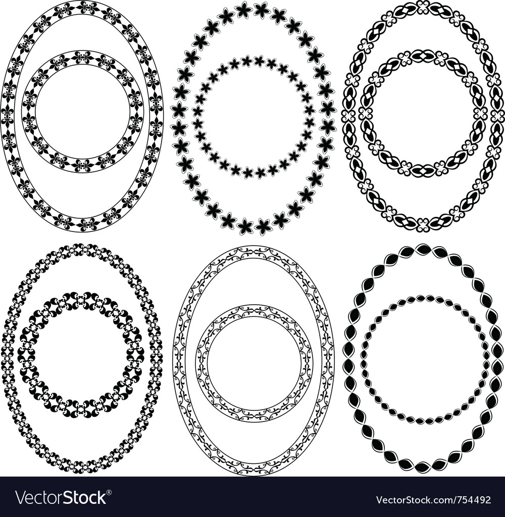 Oval and circle decorative frames Royalty Free Vector Image