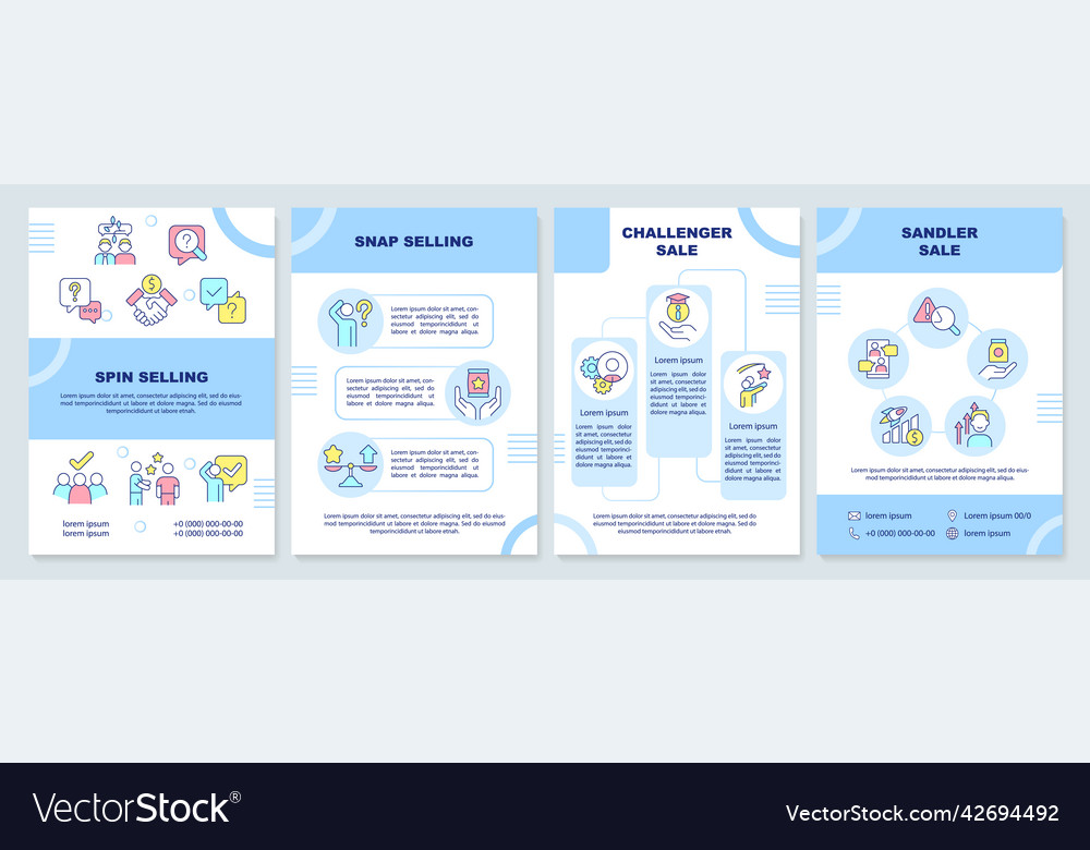 Sales techniques blue brochure template Royalty Free Vector