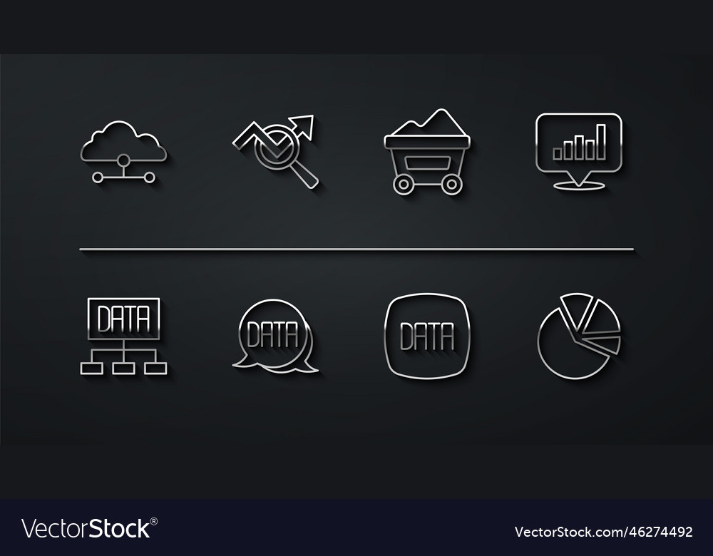 Set line network cloud connection data analysis vector image Set line network cloud connection data analysis