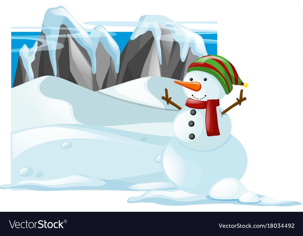 Winter scene with snowman