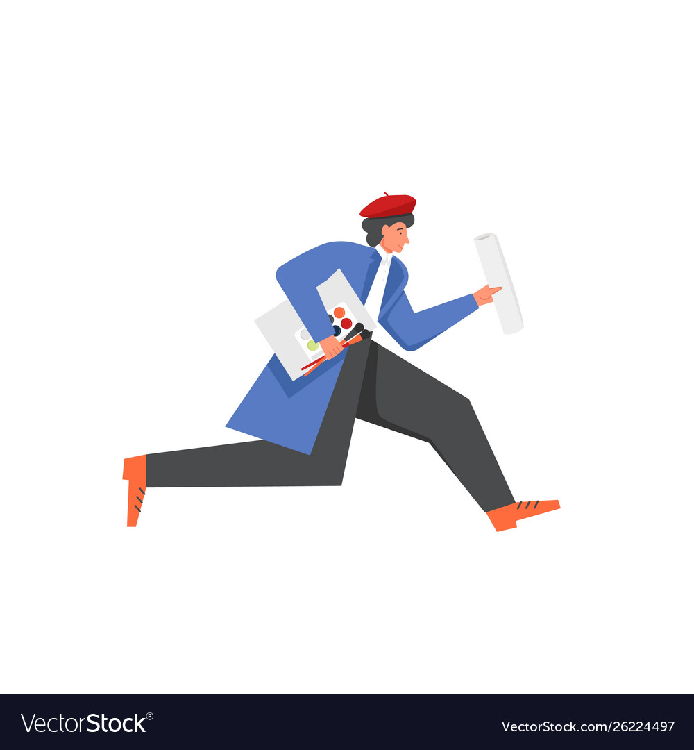 Artist Running with Paints