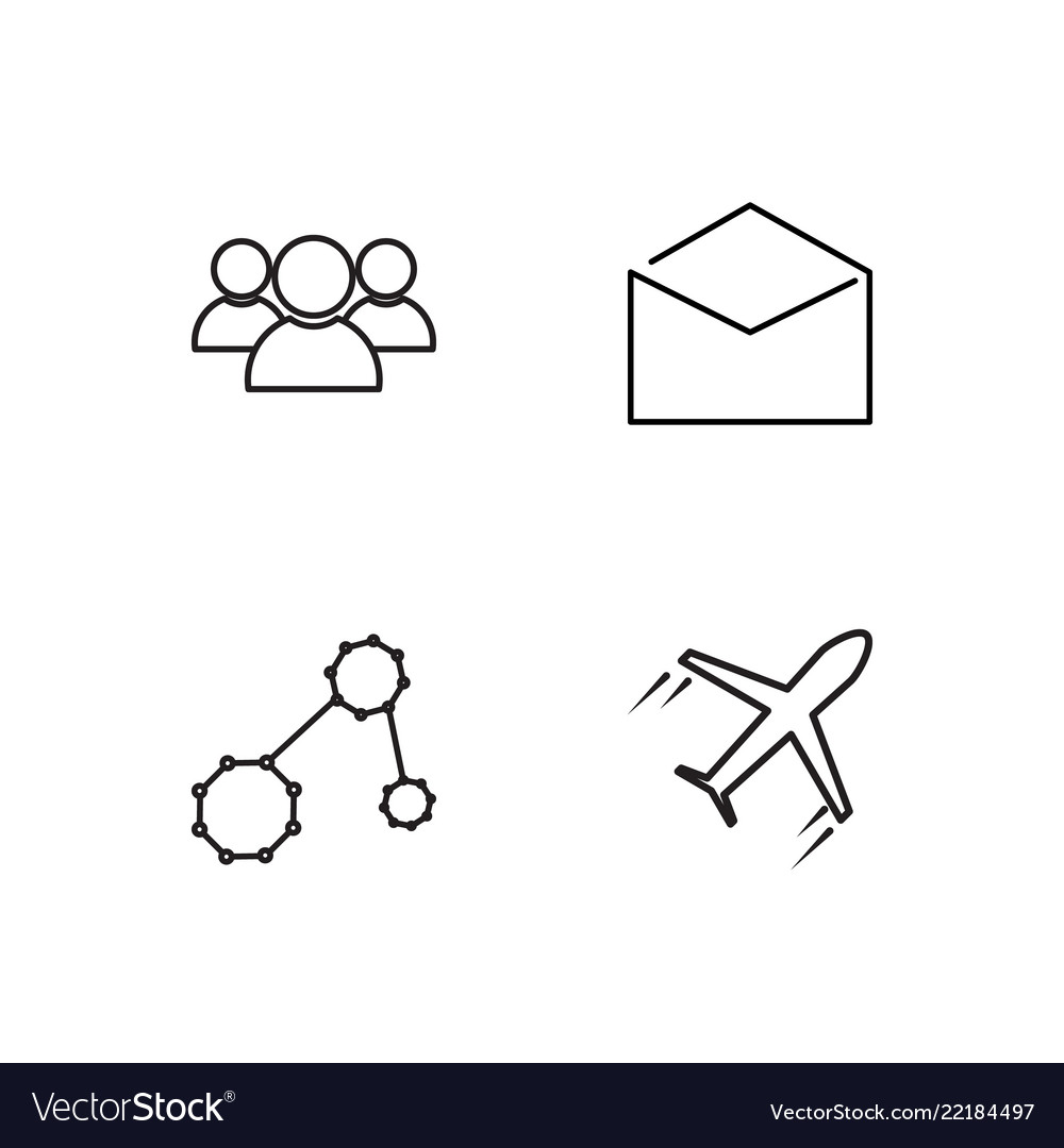 Business simple outlined icons set