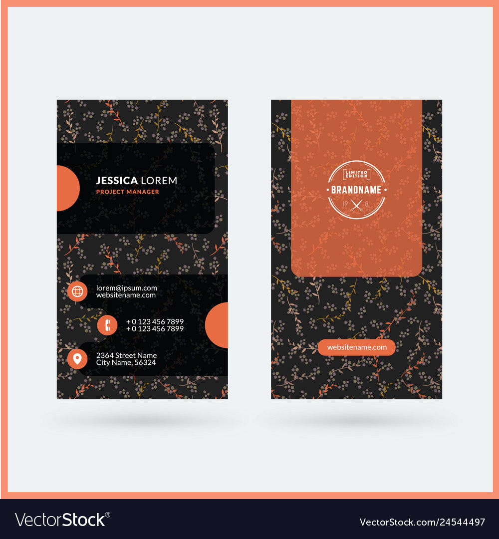 Double-sided vertical modern business card