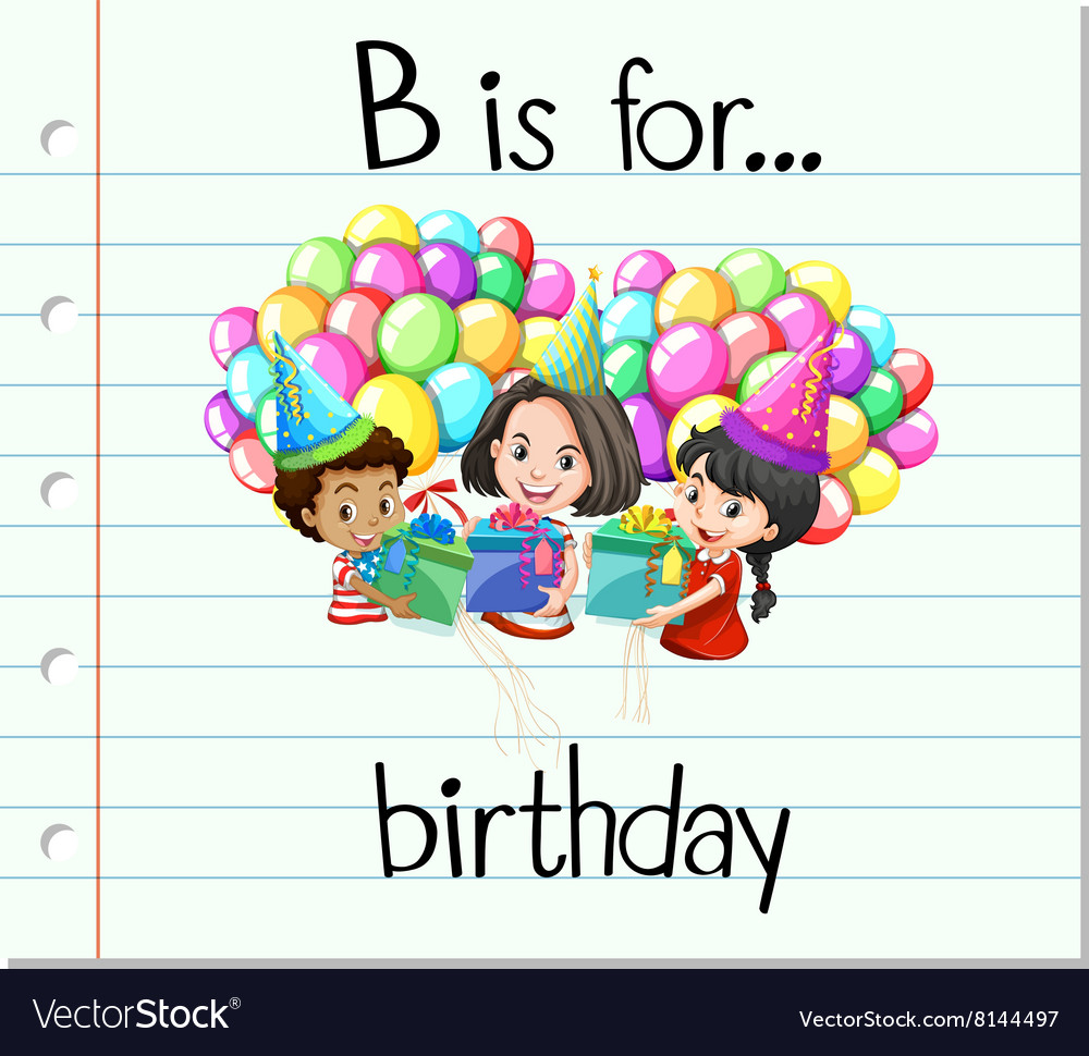 Flashcard Letter B Is For Birthday Royalty Free Vector Image