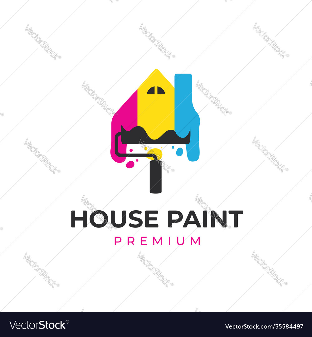 Home house paint painting logo icon template Vector Image