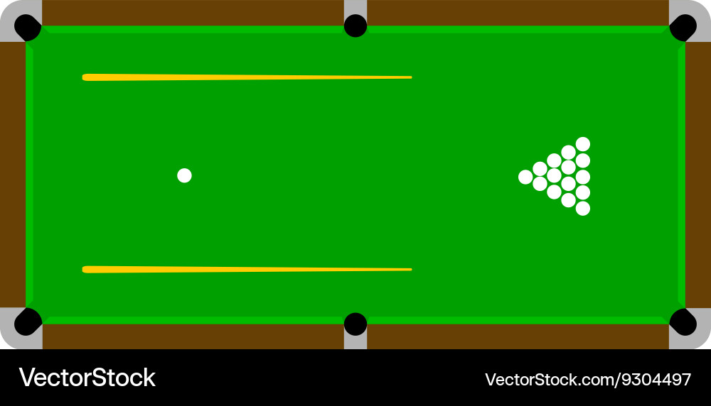 Pool table with balls and cue Royalty Free Vector Image