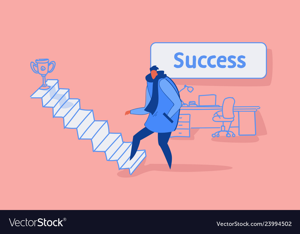 Casual man climbing stairs career ladder up Vector Image