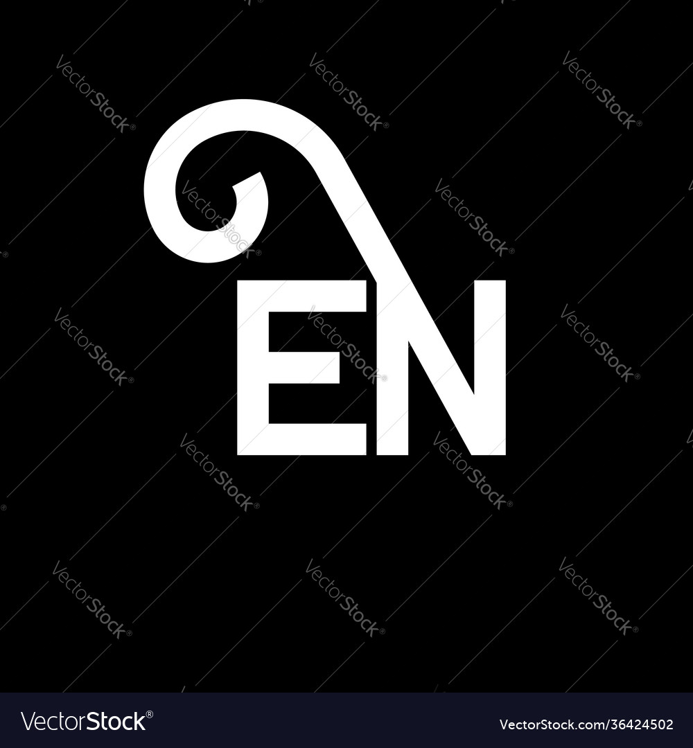 En Letter Logo Design auf schwarzem Hintergrund