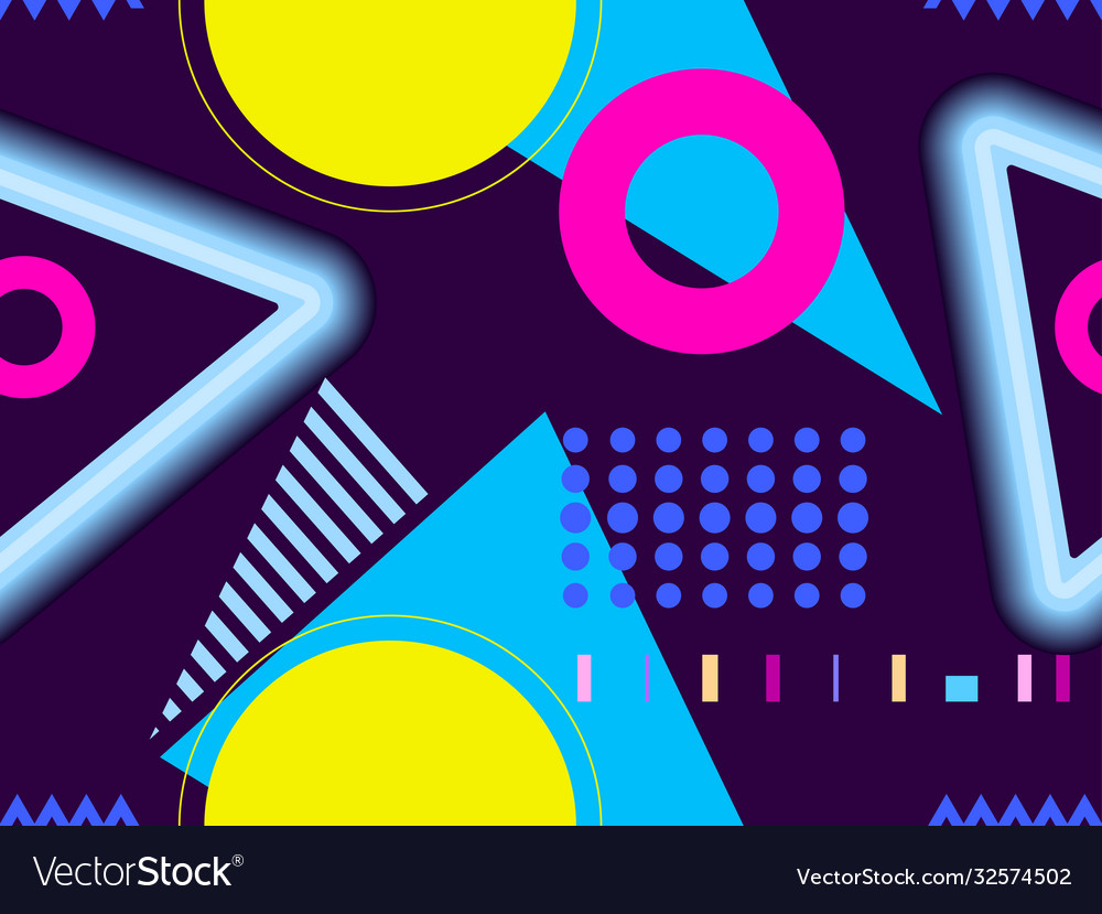 Geometric seamless pattern with neon glow effect