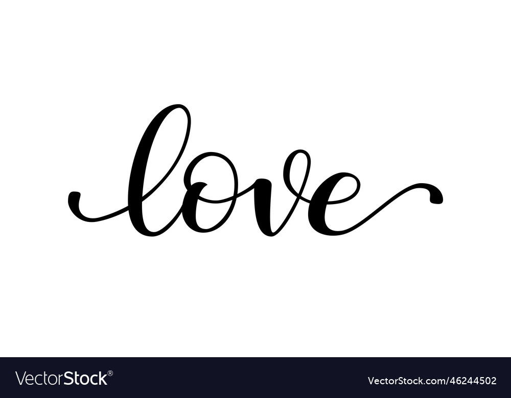 Love word hand drawn brush calligraphy black text Vector Image