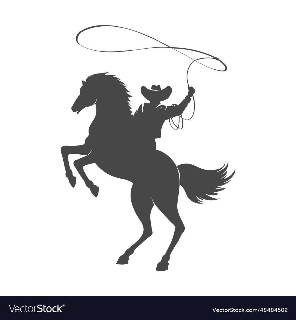 Monochrome Cowboy With Rope Lasso Royalty Free Vector Image