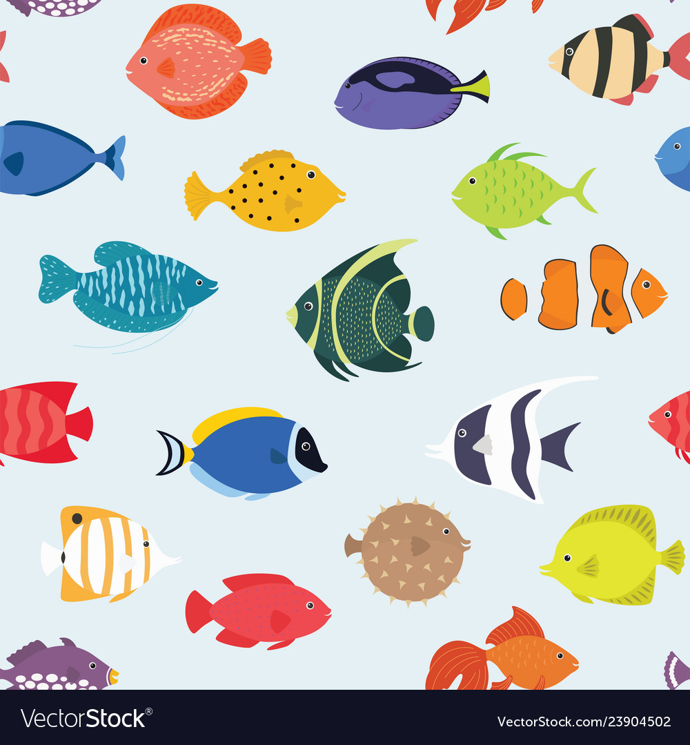 Seamless pattern with fishes hand drawn undersea vector image Seamless pattern with fishes hand drawn undersea
