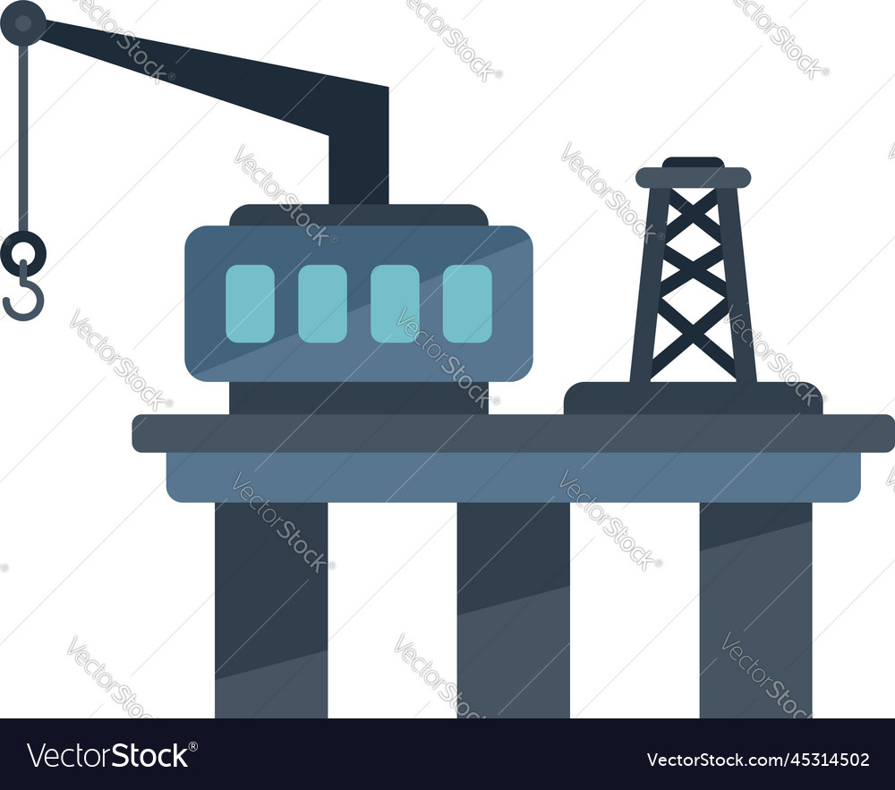 Ship rig icon flat gas platform Royalty Free Vector Image