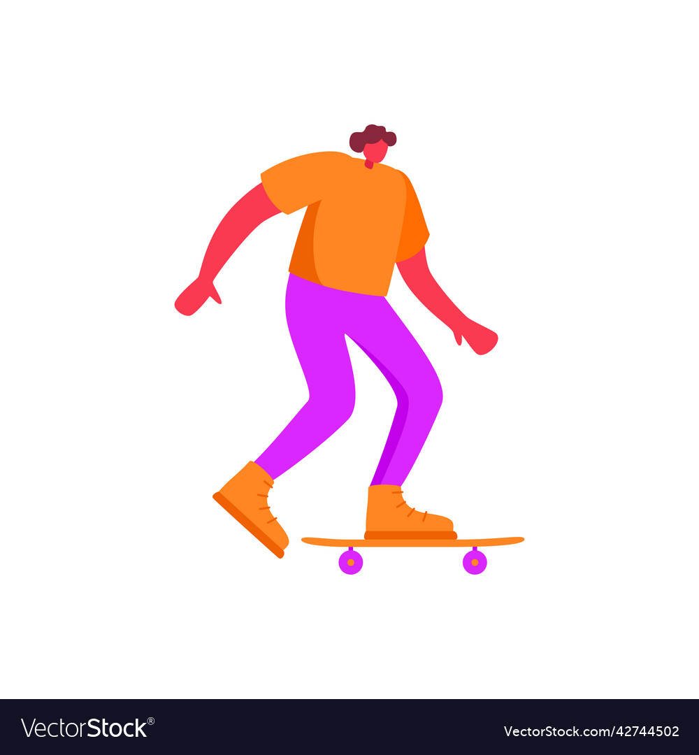 Young girl rides skateboard Royalty Free Vector Image