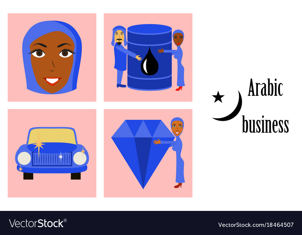 Assembly of flat icons on theme arabic business