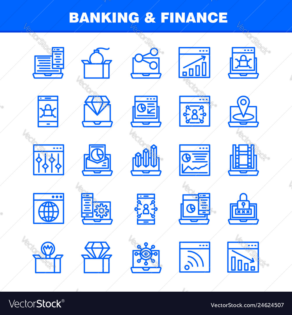 Banking line icon pack for designers