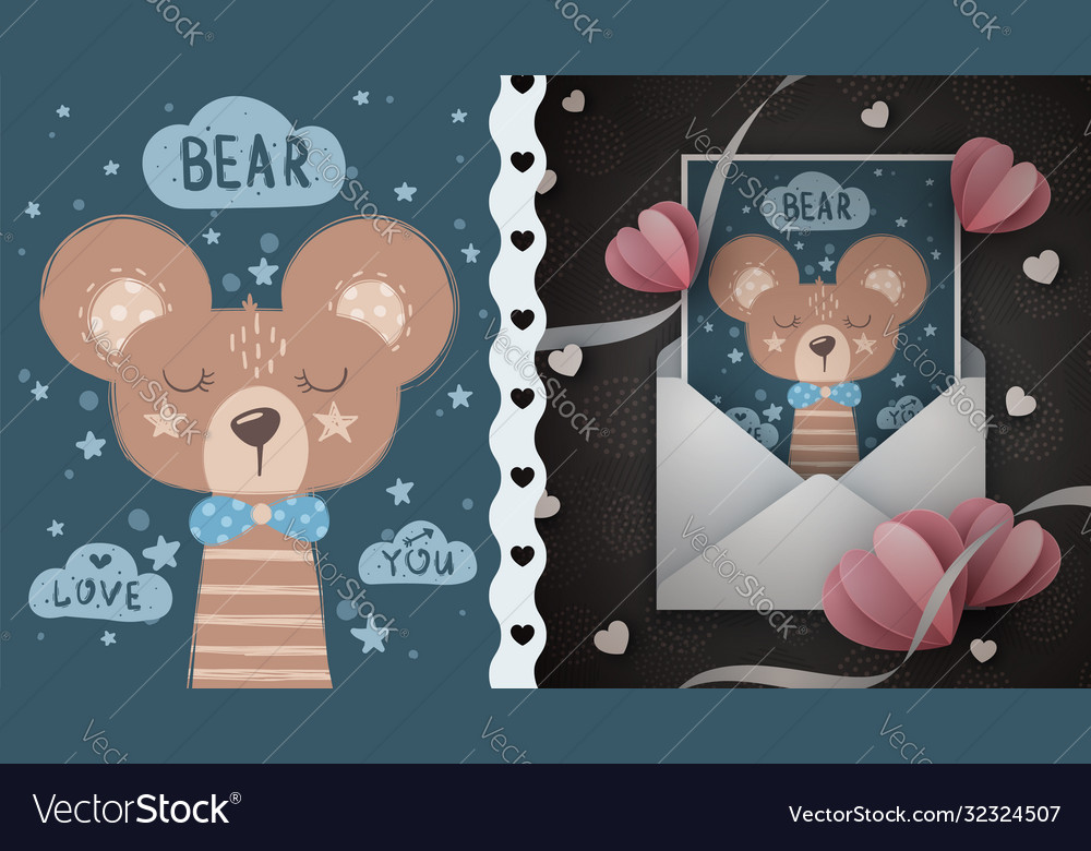 Cute bear idea for greeting card