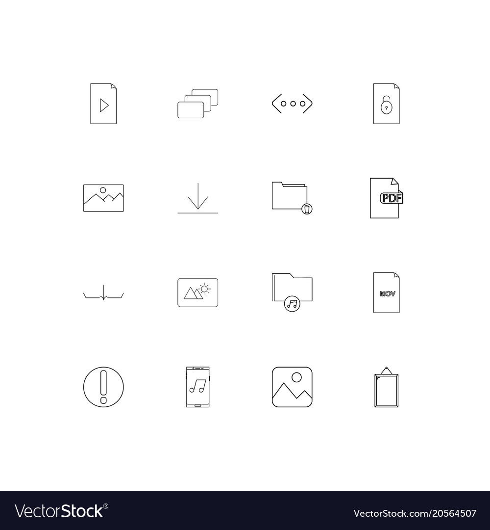 Files and folders sign simple linear icons set