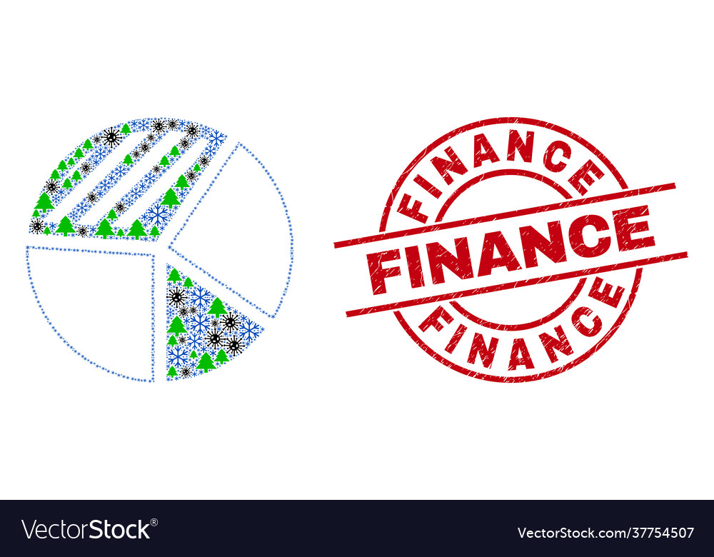 Finance scratched stamp seal and pie chart