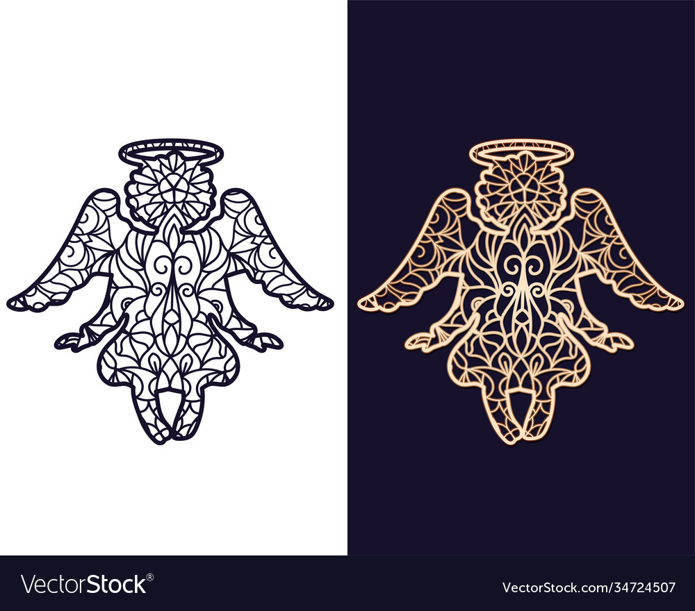 Little angel is sitting openwork carved Royalty Free Vector