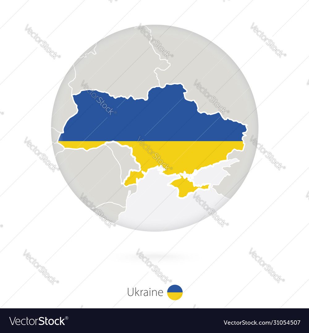 Map ukraine and national flag in a circle Vector Image