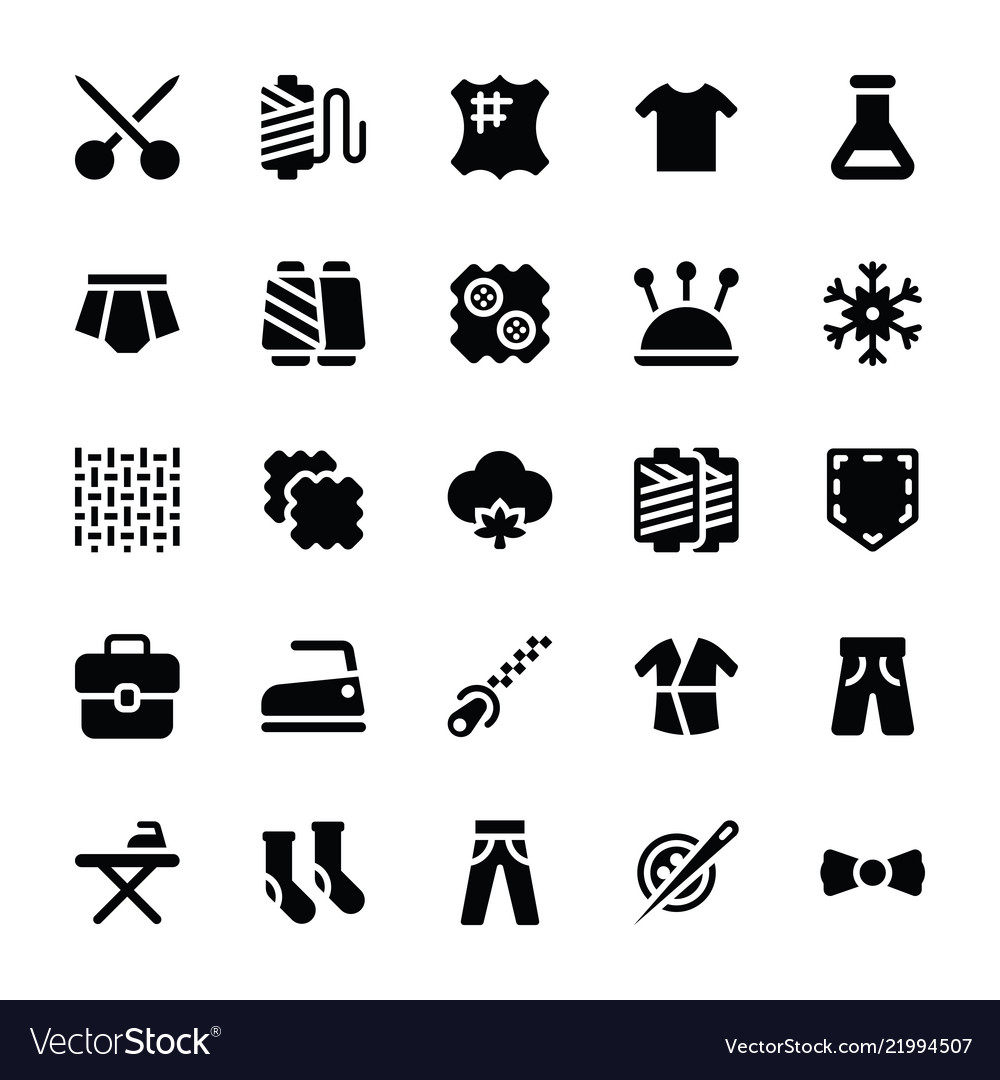 Sewing and stitching solid icons
