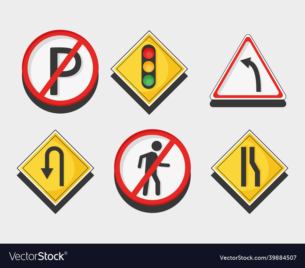 Six traffic road signals