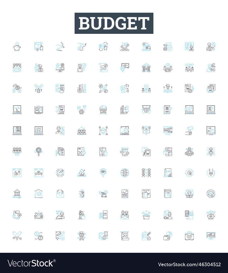 Budget line icons set finances