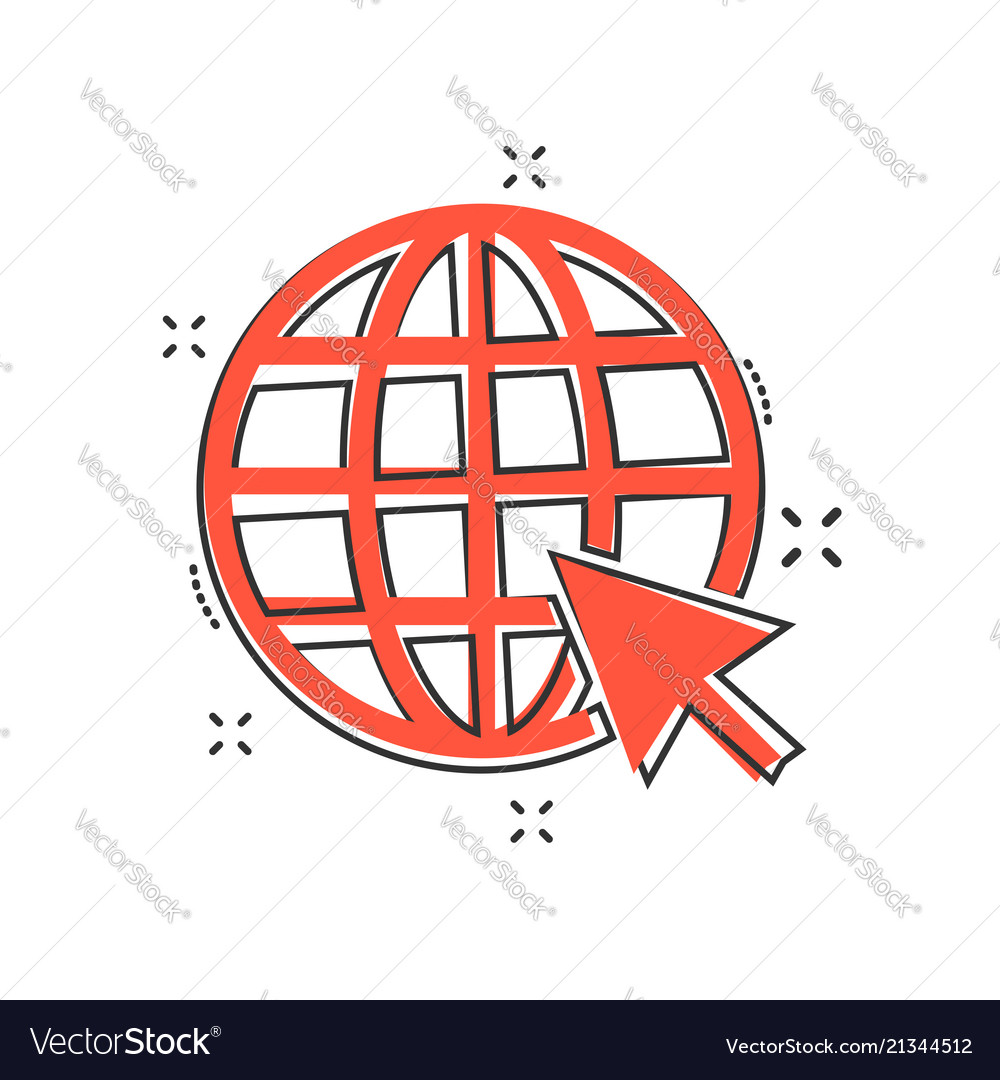 Cartoon Go To Web Icon In Comic Style Globe World Vector Image