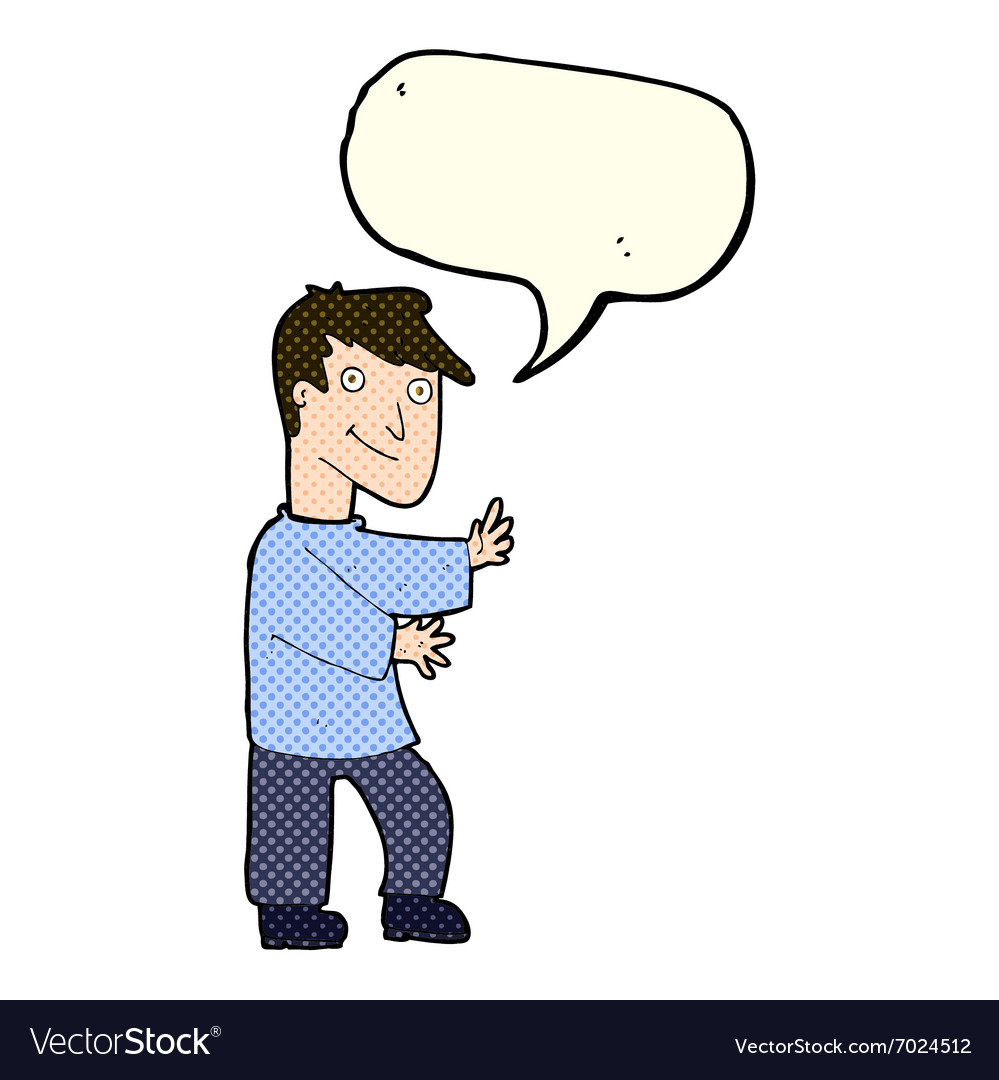 Cartoon happy man with speech bubble Royalty Free Vector