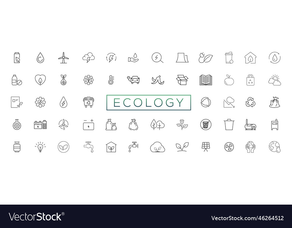 Eco freundliche verwandte Dünne Linie Icon Set