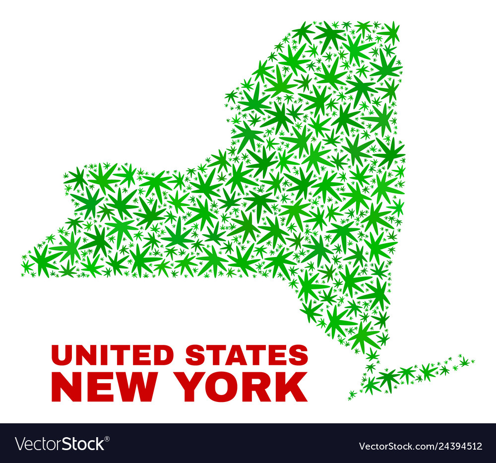 Hemp leaves mosaic new york state map