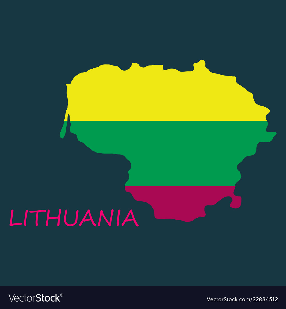 Karte von Lithuania mit Flagge als Textur isoliert