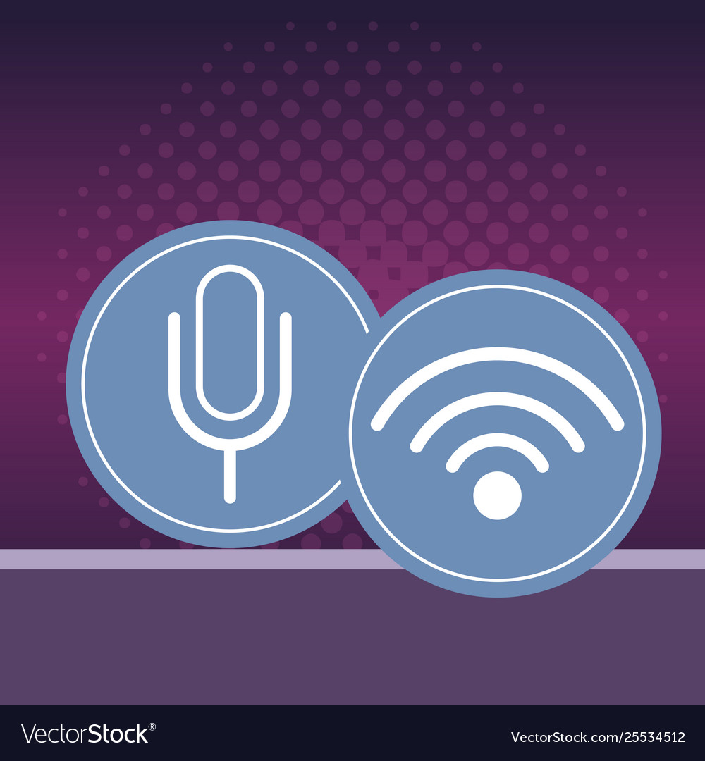 Microphone and wireless sign Royalty Free Vector Image